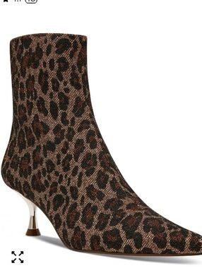 Betsey Johnson Atlass Kitten-Heel Leopard Print Ankle Booties Gold, Black, Brown
